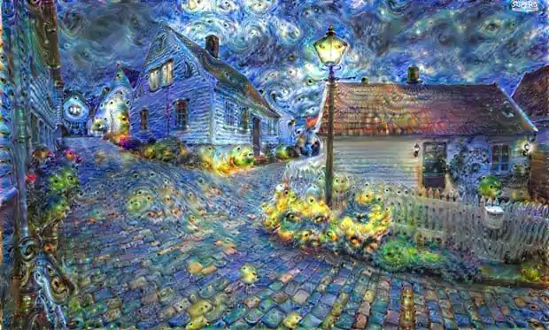 Esempio di I.A. art che richiama lo stile di van Gogh - Moonage Daydream Photograph: Deep Dream